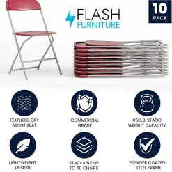 Flash Furniture Hercules Series Folding Chairs, Black, Pack Of 4 Chairs