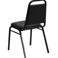 Flash Furniture HERCULES Series Trapezoidal-Back Stacking Banquet Chair With Thick Seat, Black