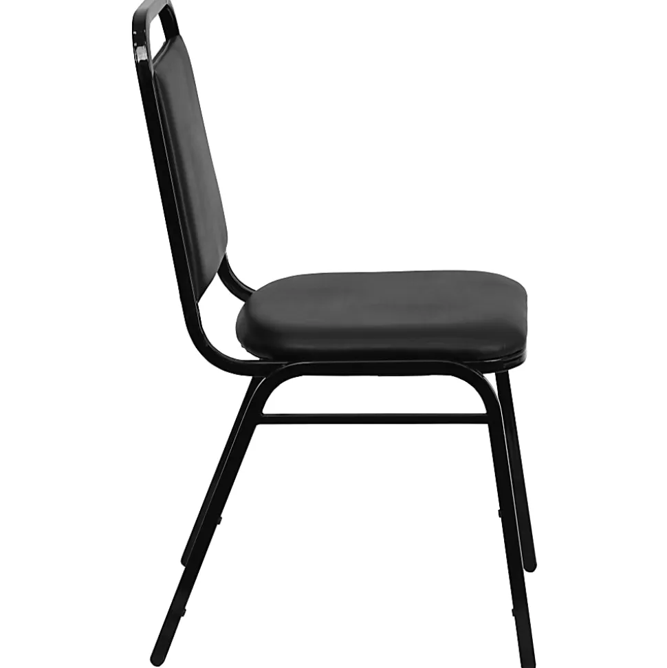 Flash Furniture HERCULES Series Trapezoidal-Back Stacking Banquet Chair With Thick Seat, Black