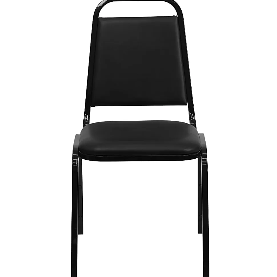 Flash Furniture HERCULES Series Trapezoidal-Back Stacking Banquet Chair With Thick Seat, Black