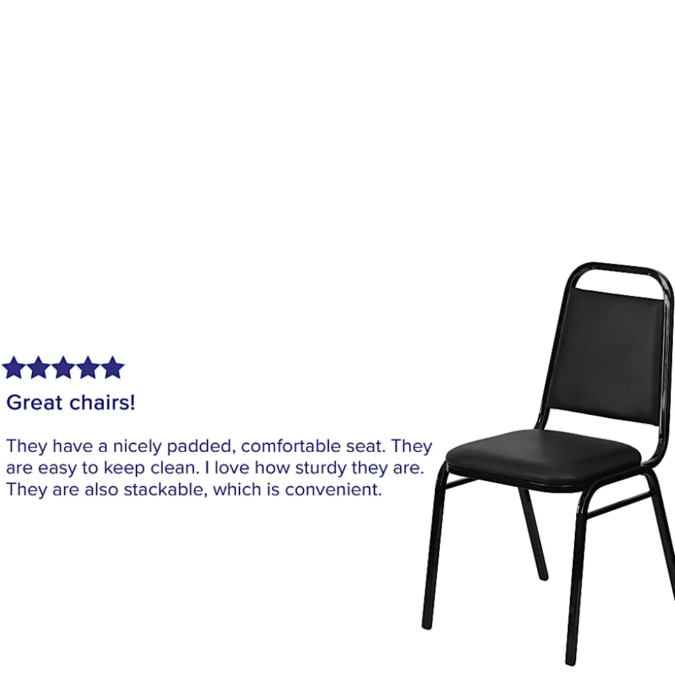 Flash Furniture HERCULES Series Trapezoidal-Back Stacking Banquet Chair With Thick Seat, Black