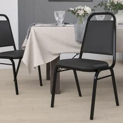 Flash Furniture HERCULES Series Trapezoidal-Back Stacking Banquet Chair With Thick Seat, Black