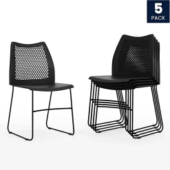 Flash Furniture HERCULES Series Stack Accent Chair, Black Patterned Fabric/Silvervein Frame