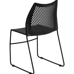 Flash Furniture HERCULES Series Stack Accent Chair, Black Patterned Fabric/Silvervein Frame