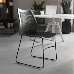 Flash Furniture HERCULES Series Stack Accent Chair, Black Patterned Fabric/Silvervein Frame