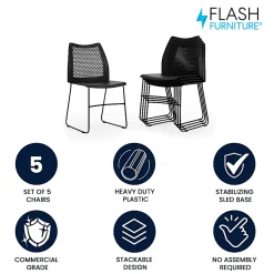 Flash Furniture HERCULES Series Stack Accent Chair, Black Patterned Fabric/Silvervein Frame
