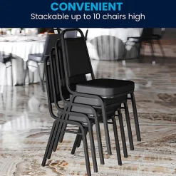 Flash Furniture HERCULES Series Full-Back Contoured Stack Chairs, Black/Silver, Set Of 5 Chairs