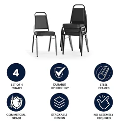 Flash Furniture HERCULES Series Full-Back Contoured Stack Chairs, Black/Silver, Set Of 5 Chairs