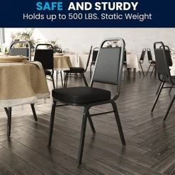 Flash Furniture HERCULES Series Full-Back Contoured Stack Chairs, Black/Silver, Set Of 5 Chairs