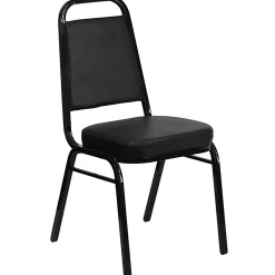 Flash Furniture HERCULES Series Full-Back Contoured Stack Chairs, Black/Silver, Set Of 5 Chairs