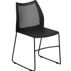 Flash Furniture HERCULES Series Sled-Base Stack Chair With Air-Vent Back, Black