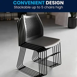 Flash Furniture HERCULES Series Sled-Base Stack Chair With Air-Vent Back, Black