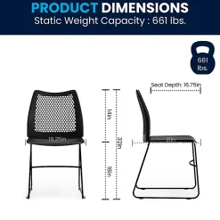 Flash Furniture HERCULES Series Sled-Base Stack Chair With Air-Vent Back, Black