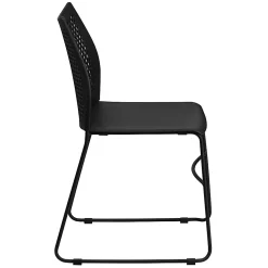 Flash Furniture HERCULES Series Sled-Base Stack Chair With Air-Vent Back, Black
