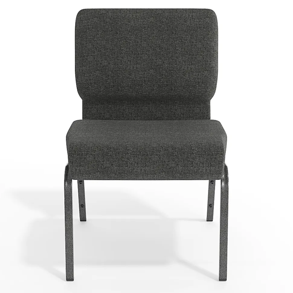 Flash Furniture HERCULES Series 21"W Stackable Church Chair, Dark Gray/Silvervein
