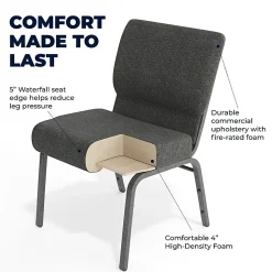 Flash Furniture HERCULES Series 21"W Stackable Church Chair, Dark Gray/Silvervein