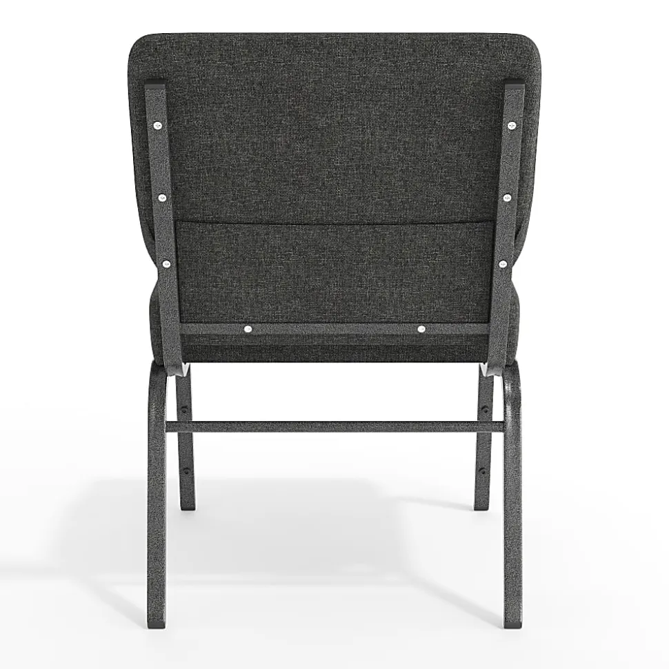 Flash Furniture HERCULES Series 21"W Stackable Church Chair, Dark Gray/Silvervein