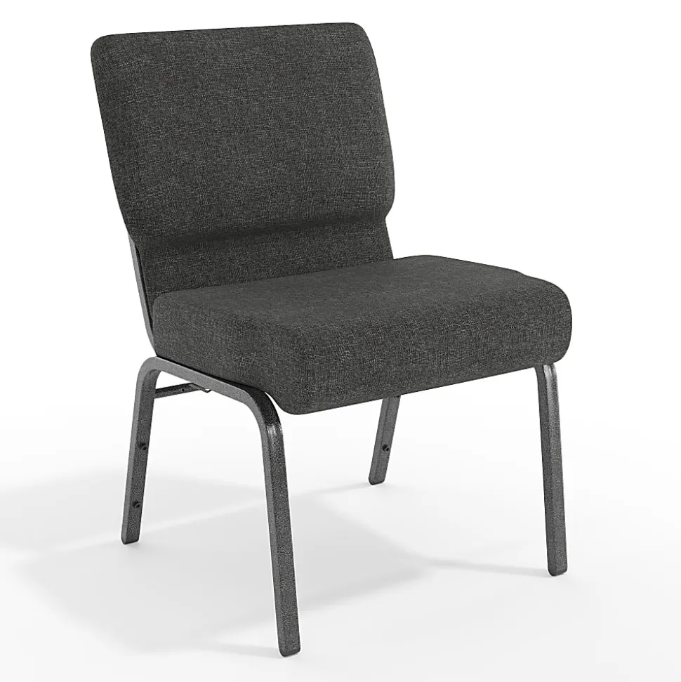 Flash Furniture HERCULES Series 21"W Stackable Church Chair, Dark Gray/Silvervein