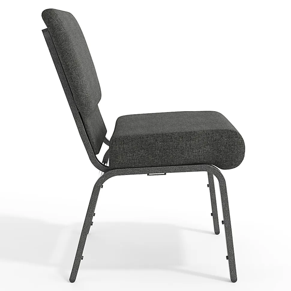 Flash Furniture HERCULES Series 21"W Stackable Church Chair, Dark Gray/Silvervein