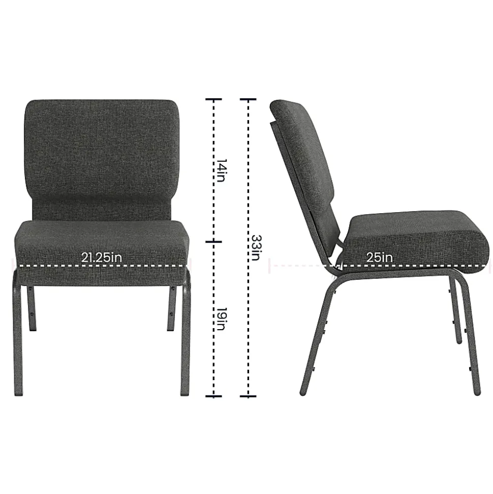 Flash Furniture HERCULES Series 21"W Stackable Church Chair, Dark Gray/Silvervein