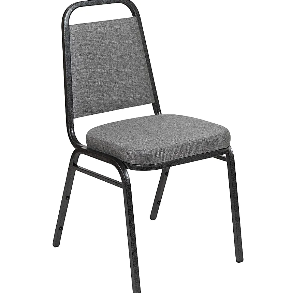 Flash Furniture HERCULES Series Trapezoidal-Back Stacking Banquet Chair With 2-1/2" Thick Seat, Gray/Silver