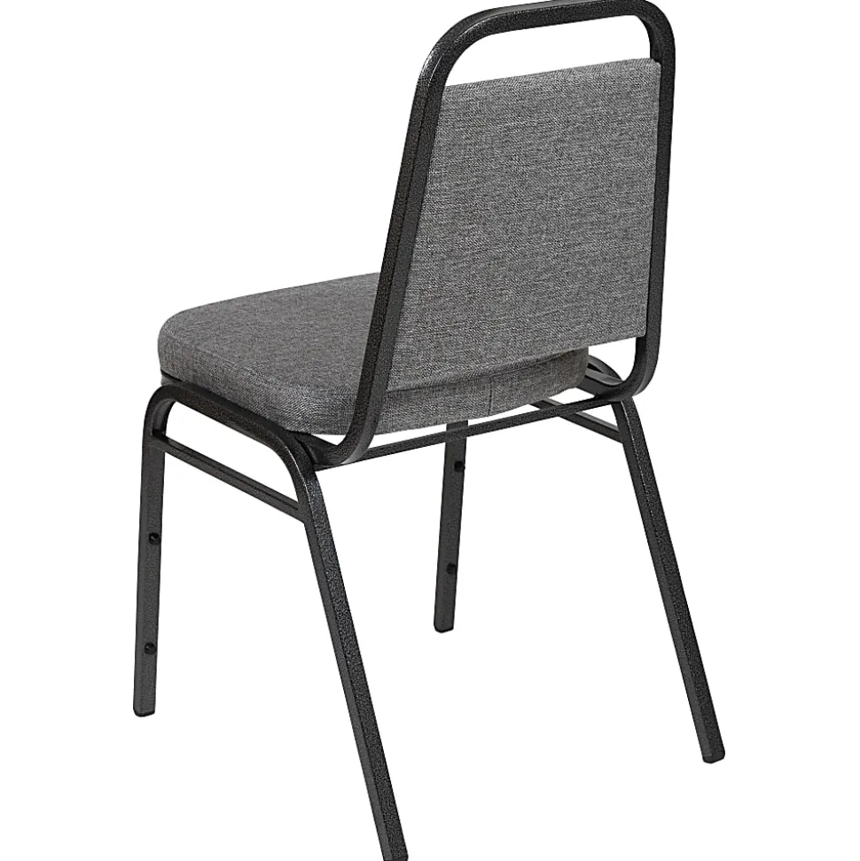 Flash Furniture HERCULES Series Trapezoidal-Back Stacking Banquet Chair With 2-1/2" Thick Seat, Gray/Silver