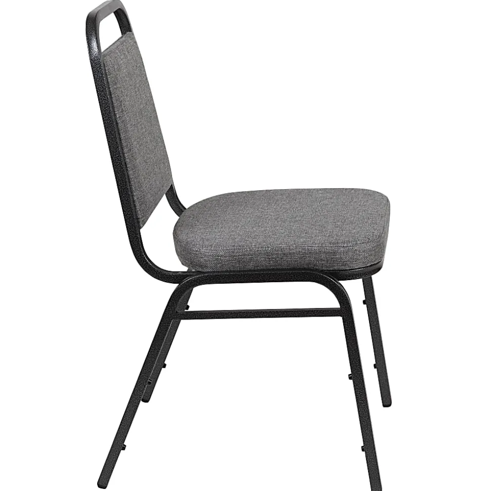 Flash Furniture HERCULES Series Trapezoidal-Back Stacking Banquet Chair With 2-1/2" Thick Seat, Gray/Silver