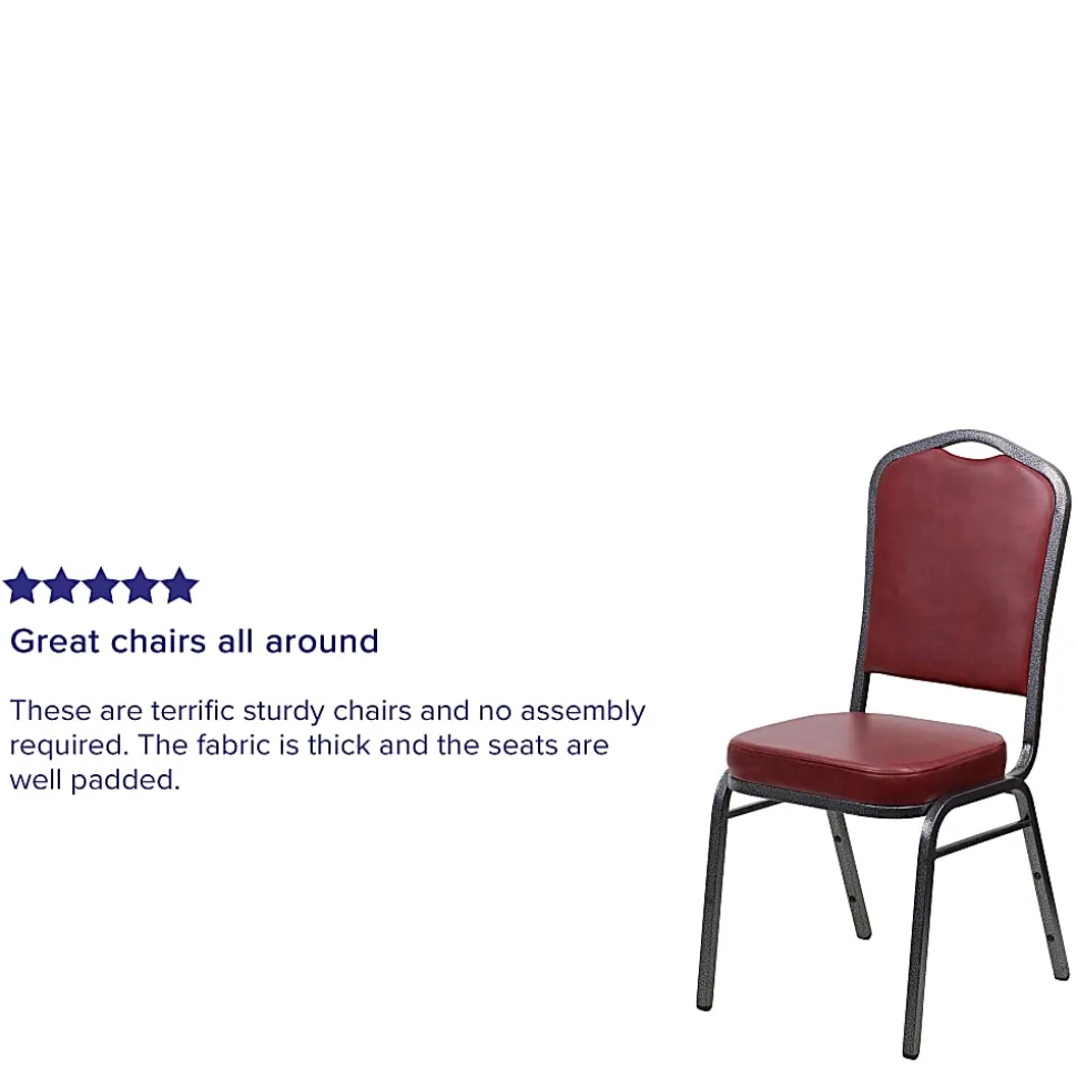 Flash Furniture HERCULES Series Crown Back Stacking Banquet Chair, Burgundy/Silver Vein