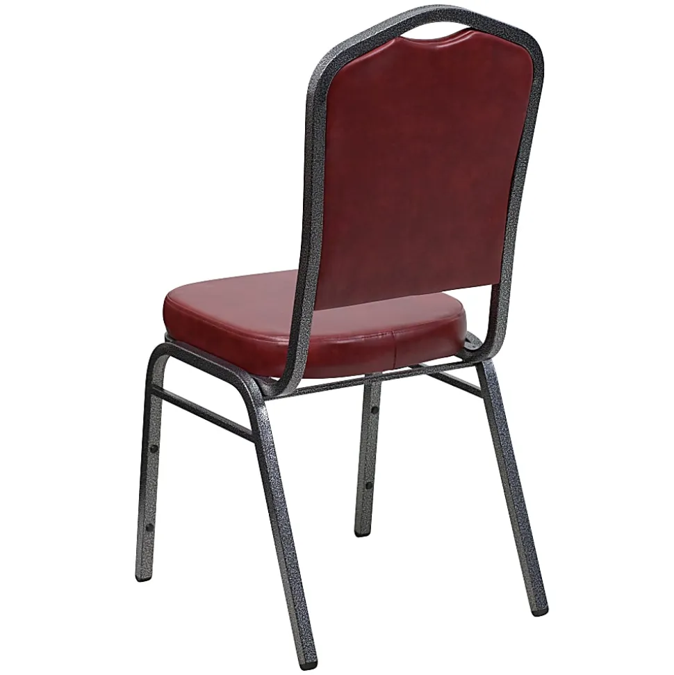 Flash Furniture HERCULES Series Crown Back Stacking Banquet Chair, Burgundy/Silver Vein