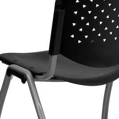 Flash Furniture HERCULES Series Plastic Stack Chair With Titanium Frame, Black/Gray