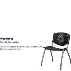Flash Furniture HERCULES Series Plastic Stack Chair With Titanium Frame, Black/Gray
