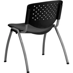 Flash Furniture HERCULES Series Plastic Stack Chair With Titanium Frame, Black/Gray