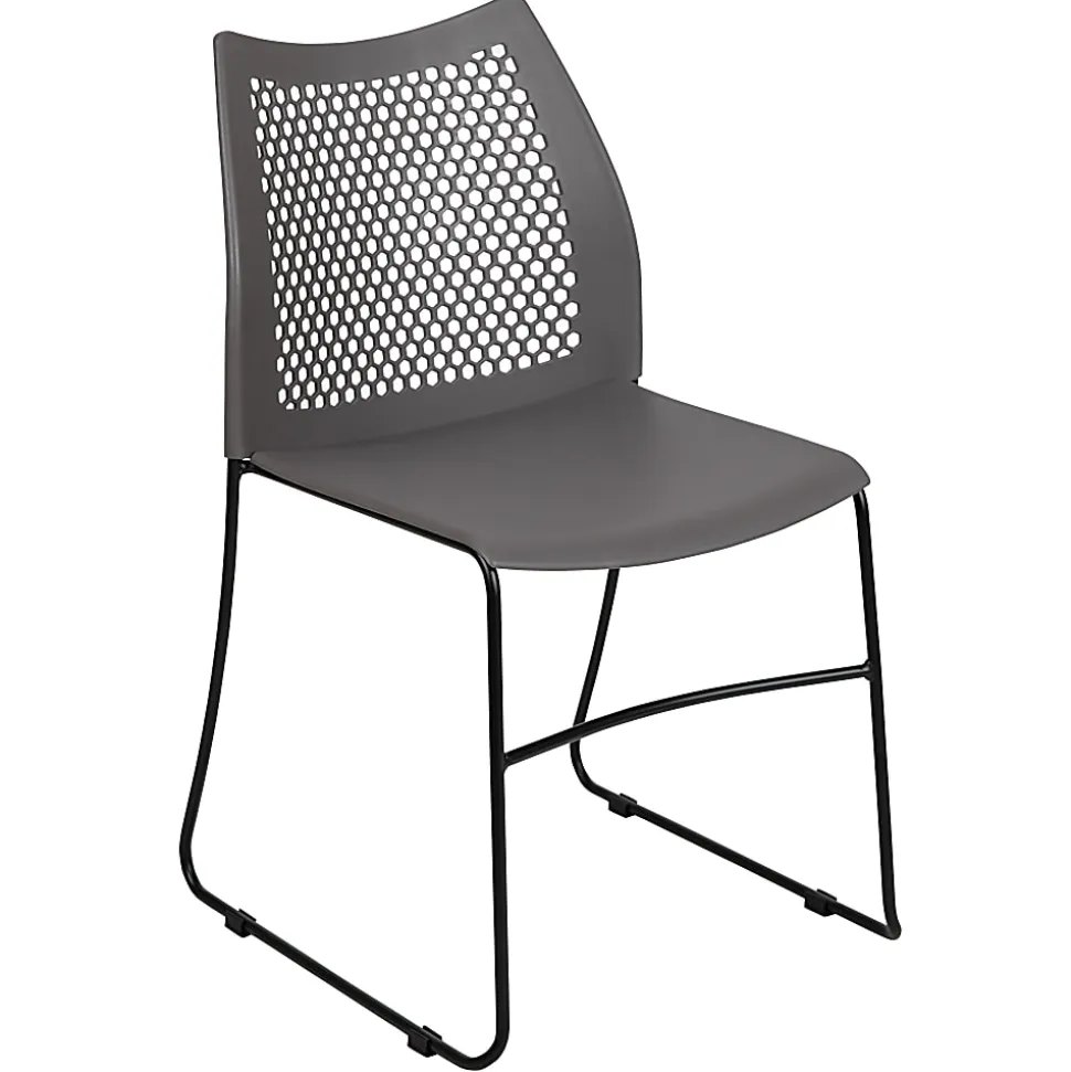 Flash Furniture HERCULES Series Sled-Base Stack Chair With Air-Vent Back, Gray