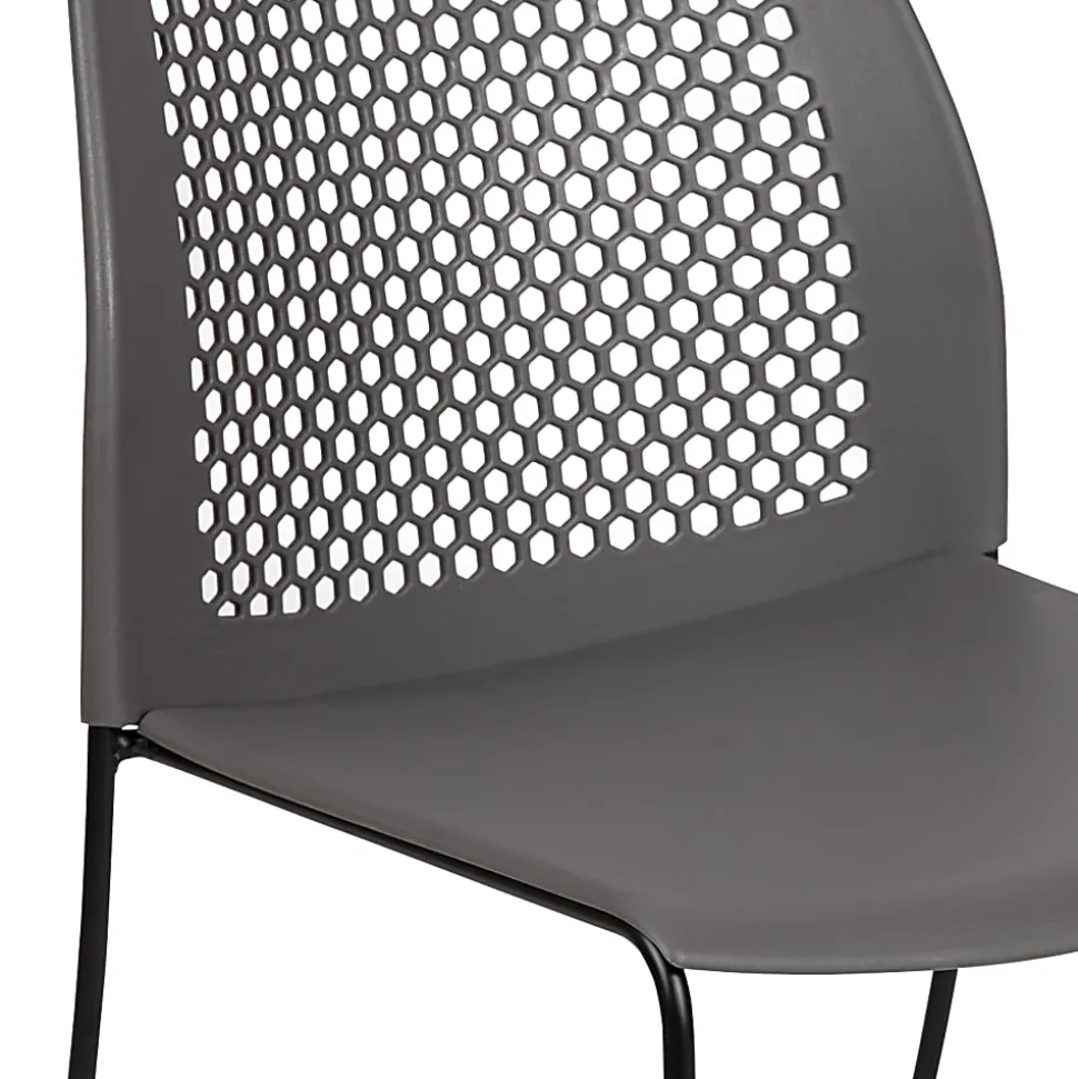 Flash Furniture HERCULES Series Sled-Base Stack Chair With Air-Vent Back, Gray