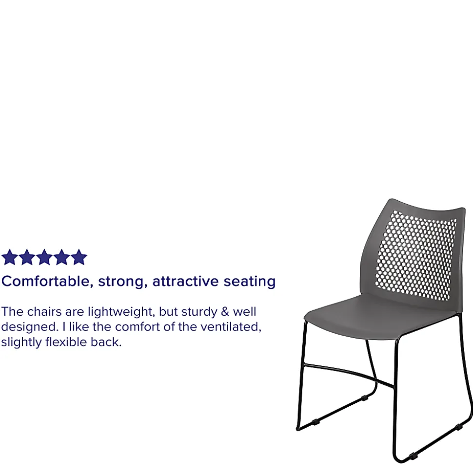 Flash Furniture HERCULES Series Sled-Base Stack Chair With Air-Vent Back, Gray
