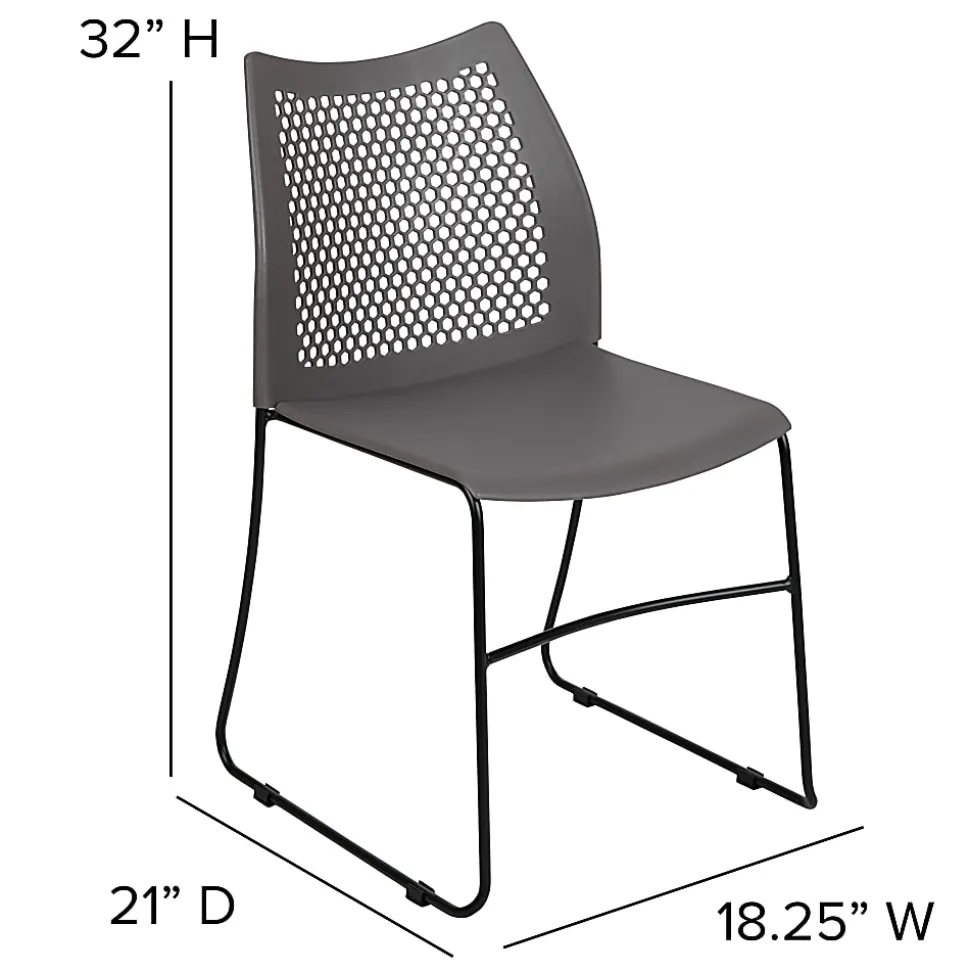 Flash Furniture HERCULES Series Sled-Base Stack Chair With Air-Vent Back, Gray