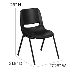Flash Furniture HERCULES Series Ergonomic Stack Chair, Black