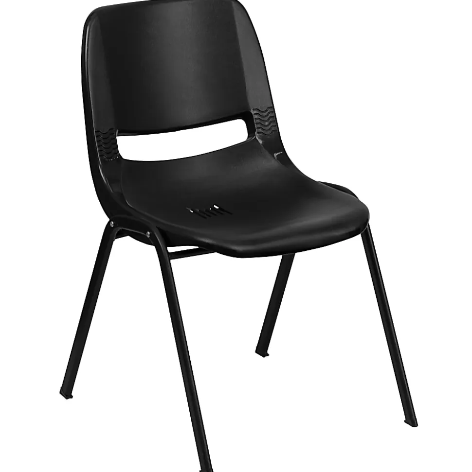 Flash Furniture HERCULES Series Ergonomic Stack Chair, Black