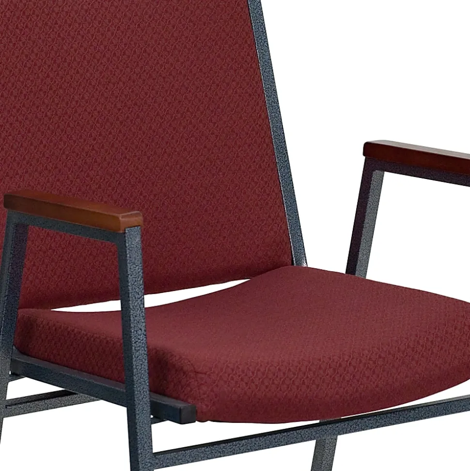 Flash Furniture HERCULES Series Stack Accent Chair With Arms, Burgundy Patterned Fabric/Silvervein Frame