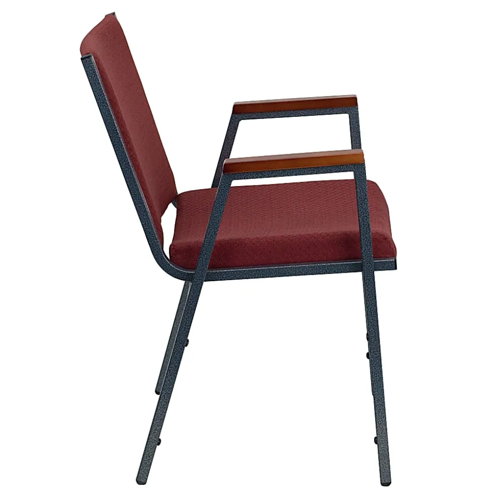 Flash Furniture HERCULES Series Stack Accent Chair With Arms, Burgundy Patterned Fabric/Silvervein Frame