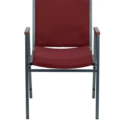 Flash Furniture HERCULES Series Stack Accent Chair With Arms, Burgundy Patterned Fabric/Silvervein Frame