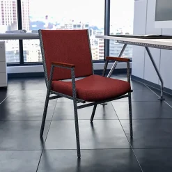 Flash Furniture HERCULES Series Stack Accent Chair With Arms, Burgundy Patterned Fabric/Silvervein Frame