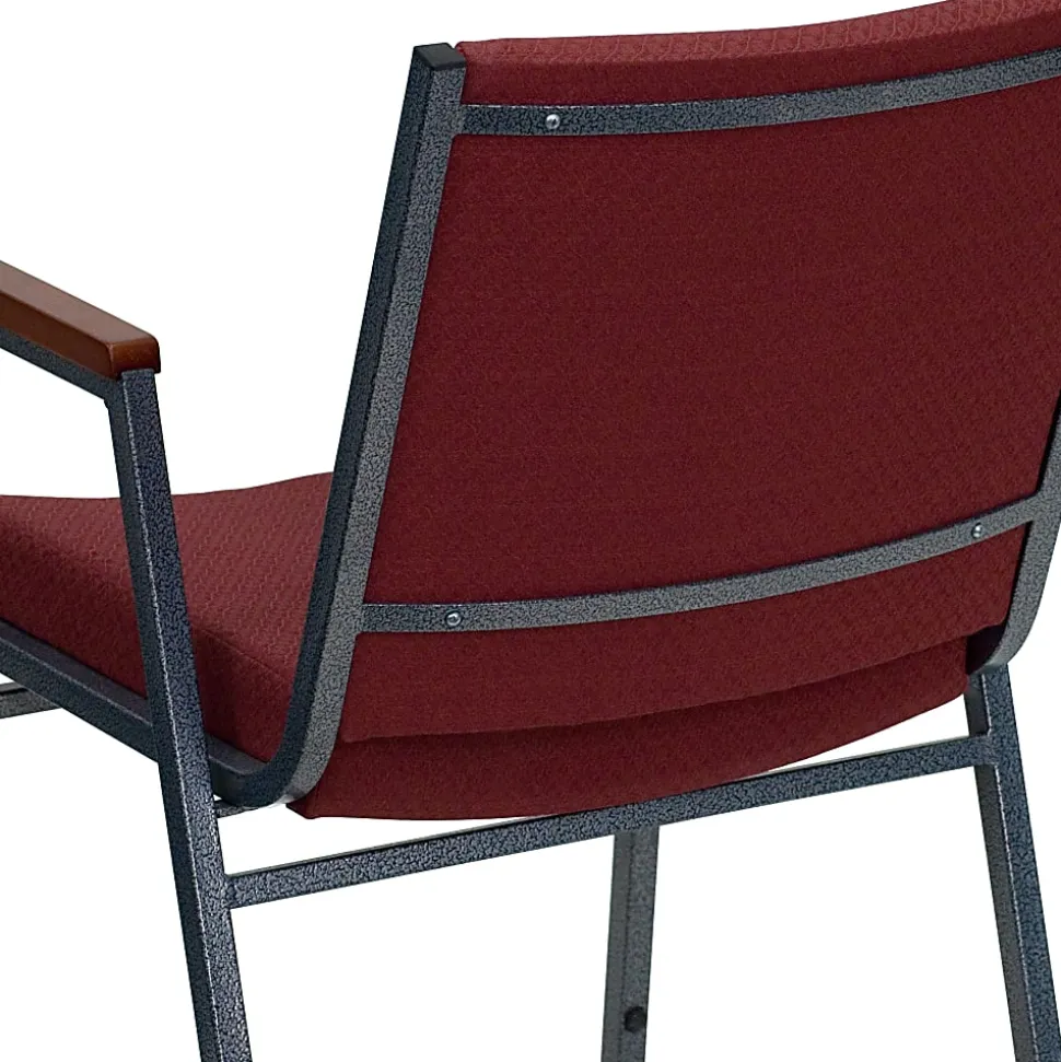 Flash Furniture HERCULES Series Stack Accent Chair With Arms, Burgundy Patterned Fabric/Silvervein Frame