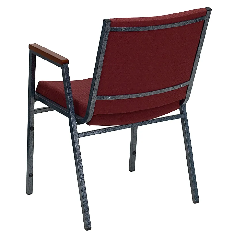 Flash Furniture HERCULES Series Stack Accent Chair With Arms, Burgundy Patterned Fabric/Silvervein Frame