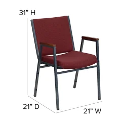 Flash Furniture HERCULES Series Stack Accent Chair With Arms, Burgundy Patterned Fabric/Silvervein Frame