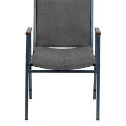 Flash Furniture HERCULES Series Stack Accent Chair With Arms, Gray Patterned Fabric/Silvervein Frame