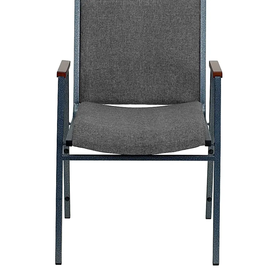 Flash Furniture HERCULES Series Stack Accent Chair With Arms, Gray Patterned Fabric/Silvervein Frame