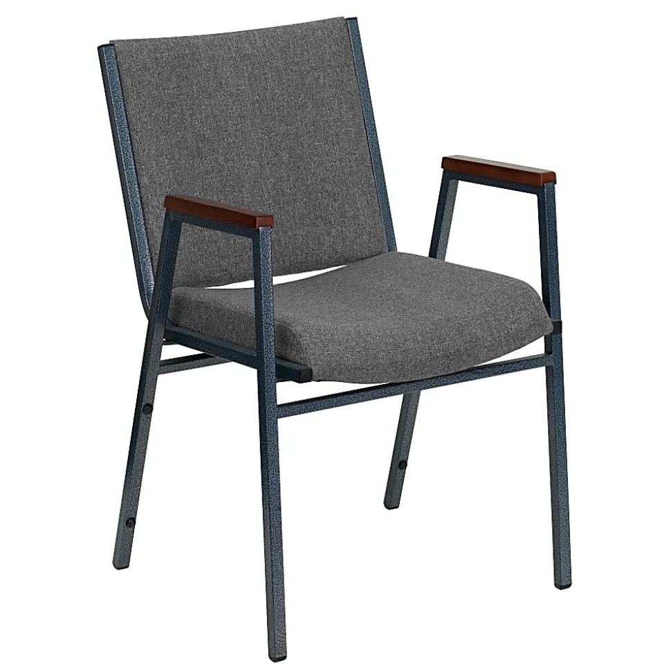 Flash Furniture HERCULES Series Stack Accent Chair With Arms, Gray Patterned Fabric/Silvervein Frame
