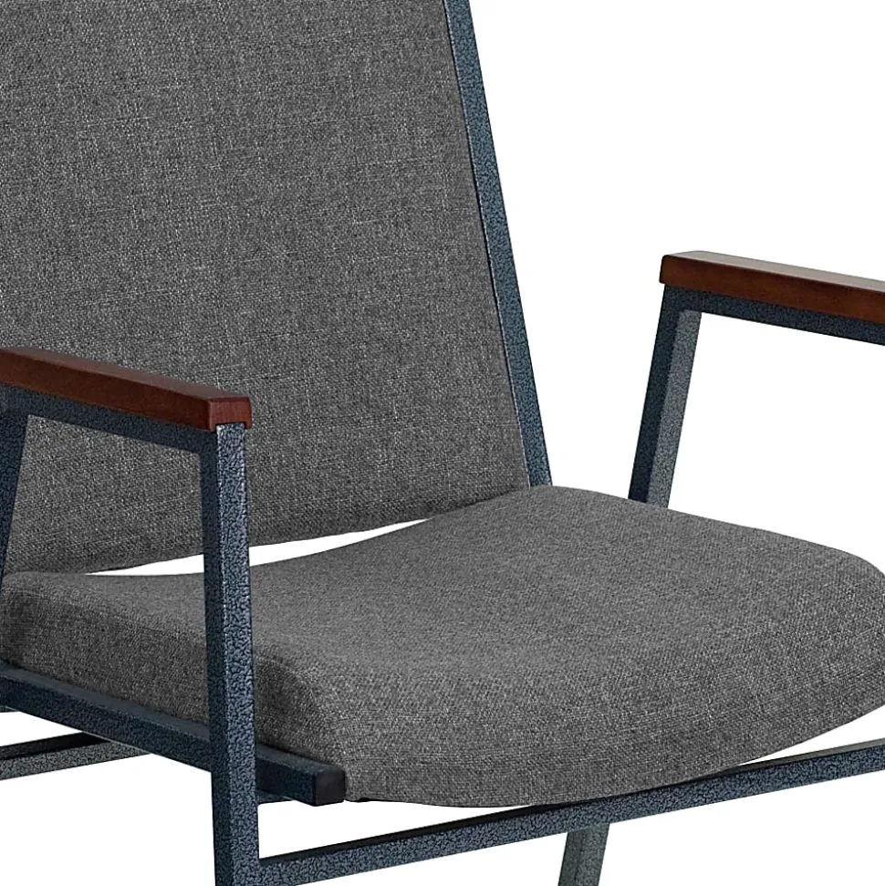 Flash Furniture HERCULES Series Stack Accent Chair With Arms, Gray Patterned Fabric/Silvervein Frame