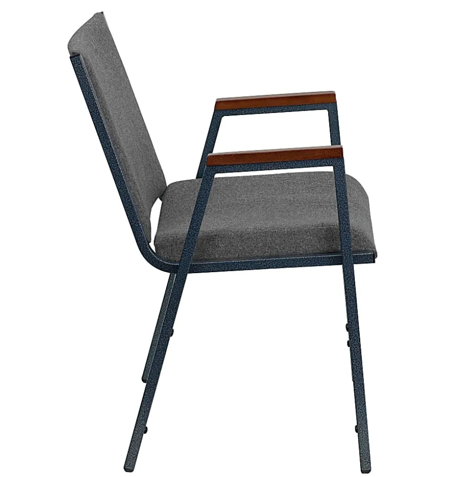 Flash Furniture HERCULES Series Stack Accent Chair With Arms, Gray Patterned Fabric/Silvervein Frame